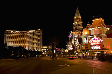 Buildings lit up at night, Las Vegas, Nevada, USA