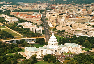 Aerial view of a government building, Capitol Building, Washington DC, USA