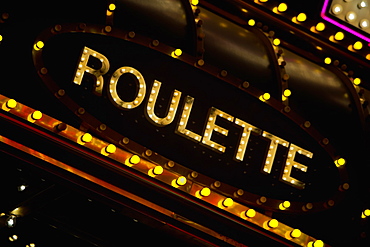 Low angle view of a roulette sign, Las Vegas, Nevada, USA