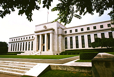 Low angle view of a government building, Federal Reserve Building, Washington DC, USA