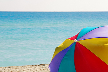 Close-up of a beach umbrella on the beach