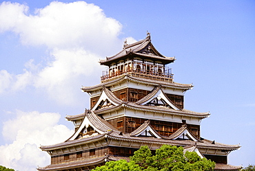 High section view of a castle, Hiroshima Castle, Hiroshima, Japan