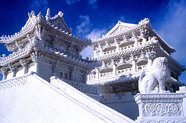 Low angle view of a snow sculpture, Snow Festival, Sapporo, Japan