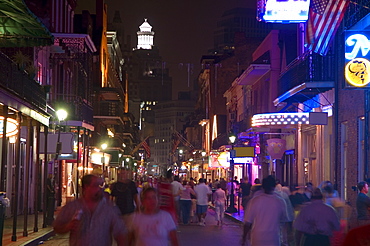 Market lit up at night, New Orleans, Louisiana, USA
