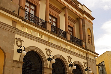 Low angle view of lanterns on a building, Mexico