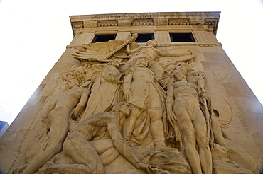 Low angle view of a sculpture, Michigan Avenue Bridge, Chicago, Illinois, USA