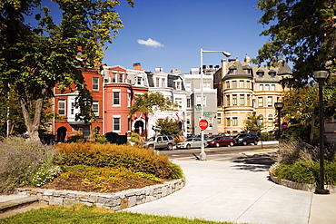 Cars parked outside apartment buildings, Washington DC, USA