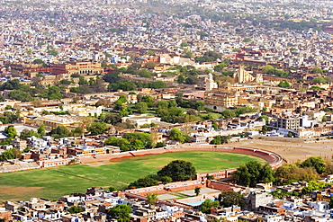 High angle view of a city, Nahargarh Fort, Jaipur, Rajasthan, India