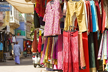 Clothes on display in a market, Pushkar, Rajasthan, India