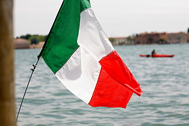 Close-up of an Italian flag, Venice, Veneto, Italy