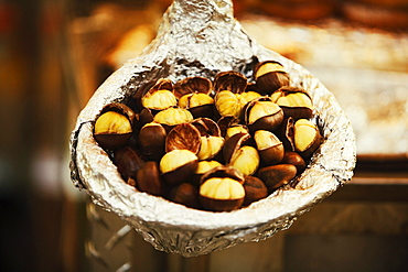 Close-up of walnuts in a container