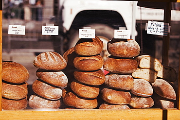 Close-up of stacks of breads