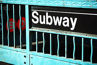 Close-up of a subway sign on an information board