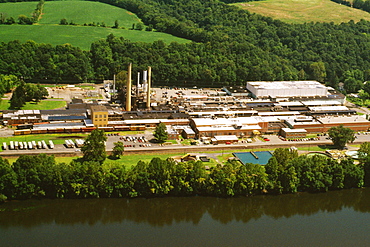 Aerial view of a paper mill, James River Paper Mill, Milford, New Jersey, USA