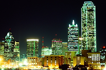 Dallas skyline at night.