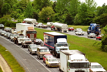 Traffic on rout 270 with office buildings in background