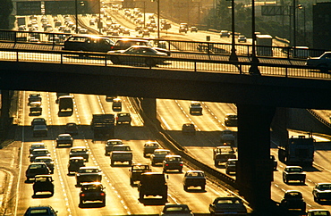 Auto traffic on L.A. Harbor freeway