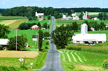 Country road and farmland in western Maryland