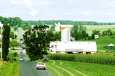 Country road and farmland in Western Maryland