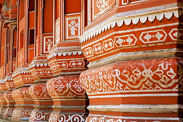 Close-up of columns of a building, Hawa Mahal, Jaipur, Rajasthan, India