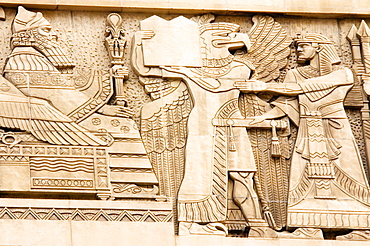 Close-up of carvings on the wall, Chicago, Illinois, USA