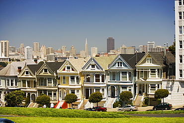 Facade of townhouses, San Francisco, California, USA