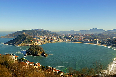 Aerial view of a city by the sea, Spain