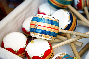 Close-up of a box of Maracas, California, USA