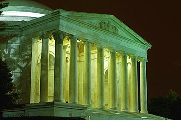 Building lit up at night, Jefferson Memorial, Washington DC, USA