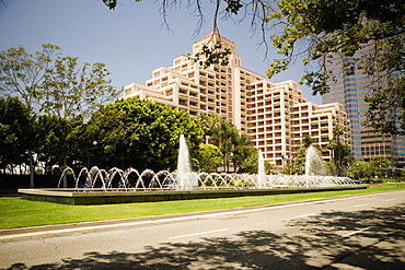 Fountain on a lawn outside a building, Sacramento, California, USA