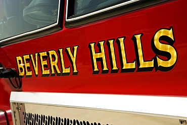 Close-up of a fire engine, Los Angeles, California, USA