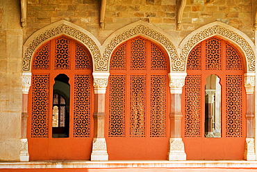 Ornate doorways inside a museum, Government Central Museum, Jaipur, Rajasthan, India