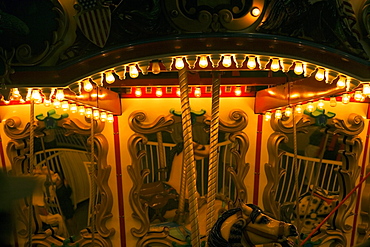 Carousel in an amusement park at night, San Diego, California, USA