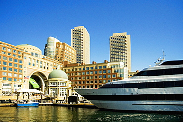 Buildings at a waterfront, Rowes Wharf, Boston Harbor, Boston, Massachusetts, USA