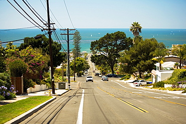 Rear view of cars driving on a street on Coronado Island, San Diego, California, USA