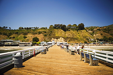 Panoramic view of a pier, Malibu, California, USA