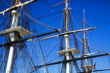 High section view of the masts of a sailing ship, Boston, Massachusetts, USA