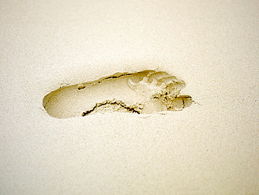 Close-up of a footprint in the sand