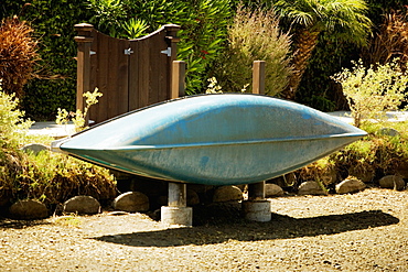 Rear view of a rowboat on a shore