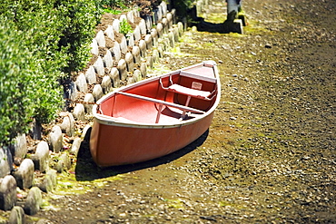 High angle view of a rowboat