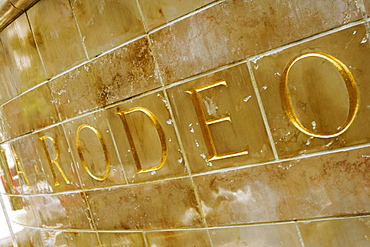 Close-up of a tiled Rodeo sign, Los Angeles, California, USA