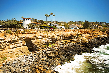 High angle view of the Coronado Reefs, San Diego, California, USA