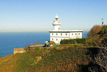 High angle view of a light house on the coast, Spain