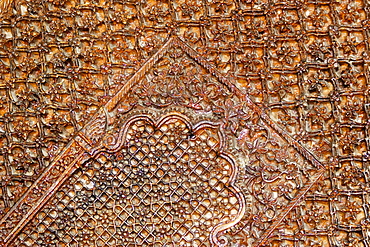 Close-up of carvings on the wall, Rajmahal, Jaisalmer, Rajasthan, India