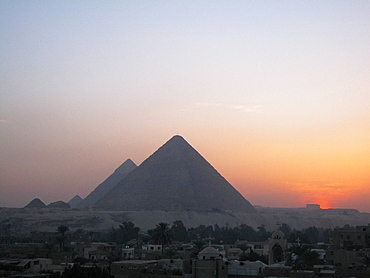 Pyramids at dusk, Giza Pyramids, Giza, Cairo, Egypt