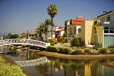 Bridge built over a canal, Venice, Los Angeles, California, USA