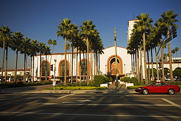 Palm trees in front of a station, Union Station, Los Angeles, California, USA