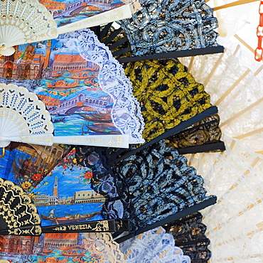 Close-up of folding fans, Venice, Veneto, Italy