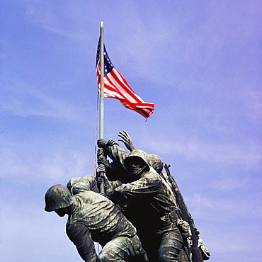 Low angle view of a war memorial, Iwo Jima Memorial, Virginia, USA