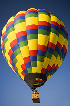 Low angle view of a hot air balloon flying in the sky